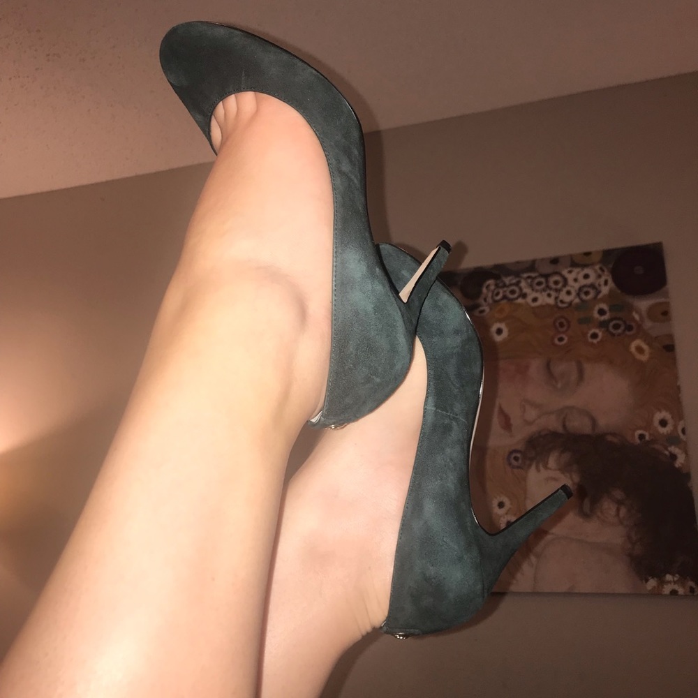 Green Suede pumps great condition worn three times